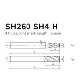 G-SH260-SH4-H 4 Flutes, Long Shank Length,Square - Big-tools Industrial Supply Tools for Metal Cutting